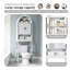 Armoire de rangement arquée au-dessus de la toilette avec 2 portes coulissantes et tablette réglable anti-basculement, blanc-130624471