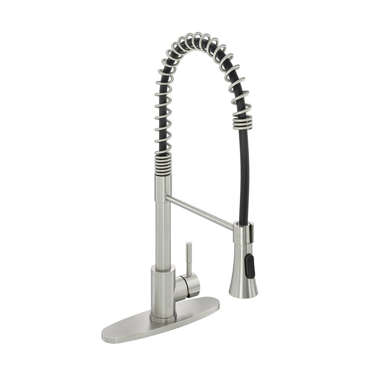 Spring Standard Kitchen Faucet with Dual-Function Spray Head and Deck Plate