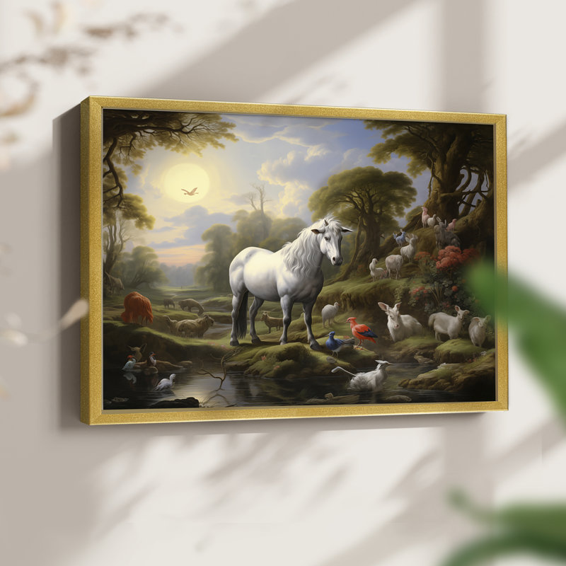 Faune - XXV III - Reproduction encadrée - Restickable, H 8 po x l 10 po, Or