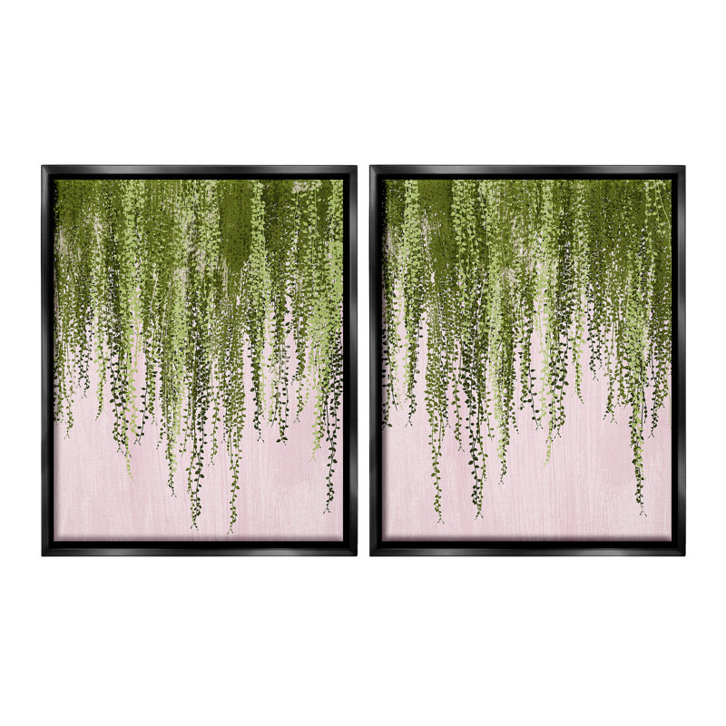 «Natural Falling Ivy» par Grace Popp 2 - pièces sur, Cadre flottant noir de jais, H 21 po x l 34 po
