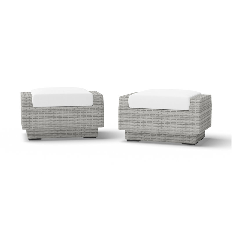 Repose-pieds Fionnula avec housses de coussin Sunbrella, Sunbrella® Bliss blanc