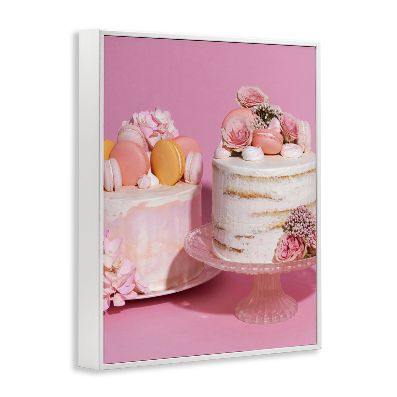 Giclée encadrée de gâteaux de macaron rose pastel, design par Lish Creative, H 30 po x l 24 po