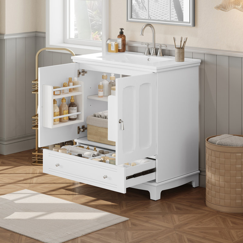 Meuble-lavabo 30 po avec lavabo en céramique, Blanc