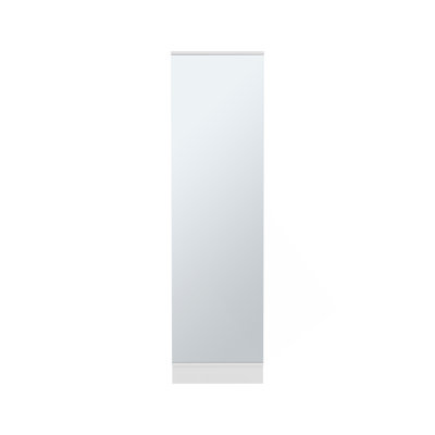 Range-chaussures H 67 po, cinq tablettes de rangement internes, un miroir, une porte, capacité approximative de 10 paires de chaussures, blanc