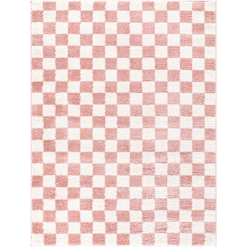 Tapis tissé à la machine Phung, White/Pink, Rectangle 7'10" x 10'