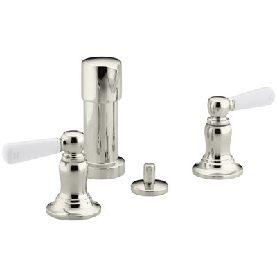 Bancroft Vertical Spray Bidet Faucet with White Ceramic Lever Handles