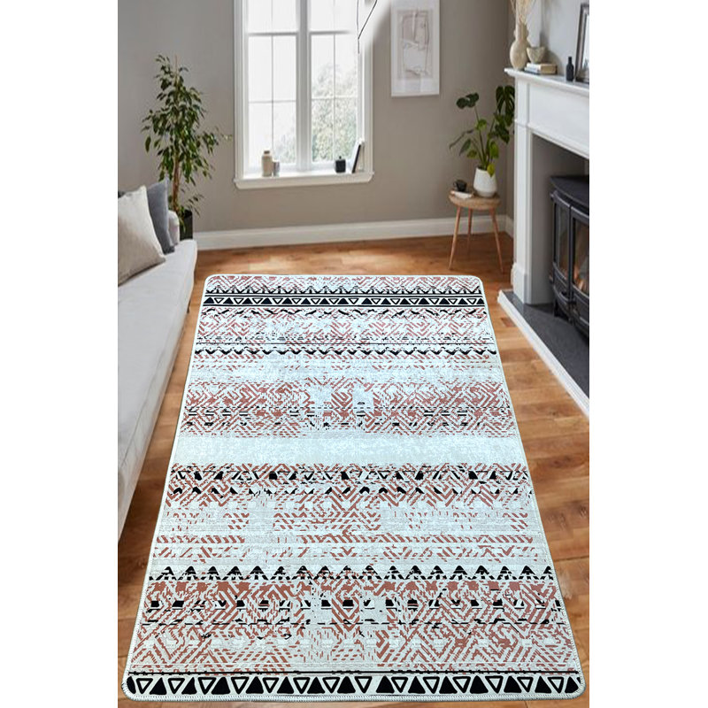 Machine Washable Area Rug, 100% Polyester, 4.6 x 6.2 Feet | Antibacterial, Non-Slip Underside, Pile Height: 0.4 Inches | Durable & Easy Care, Perfect for Living Room, Bedroom, and Dining Areas
