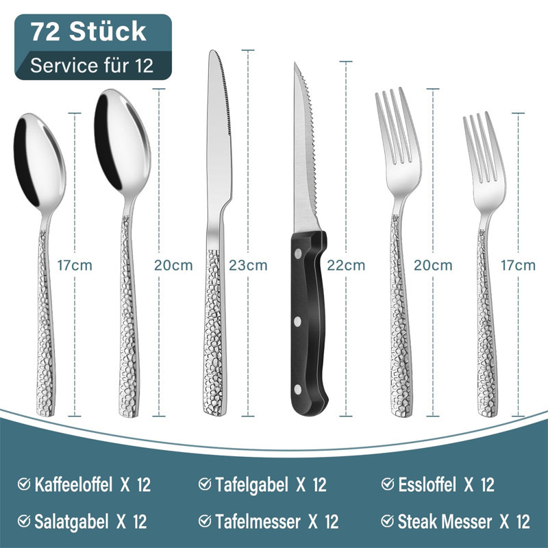 Brayden Studio Casmey 72 Piece Stainless Steel Cutlery Set , Service for 12