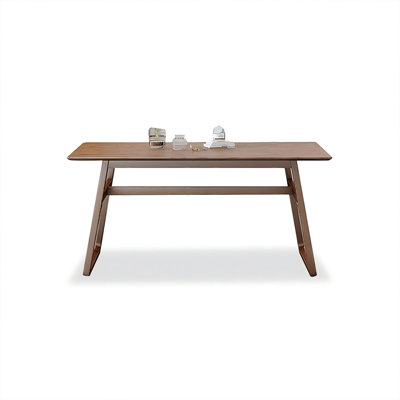Nut-brown Rectangular Solid Wood Dining Table