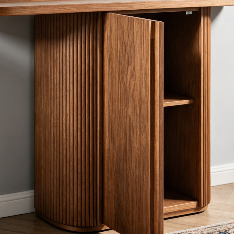 Console en bois massif de style médiéval, 31.5" H x 47.2" W x 15.7" D