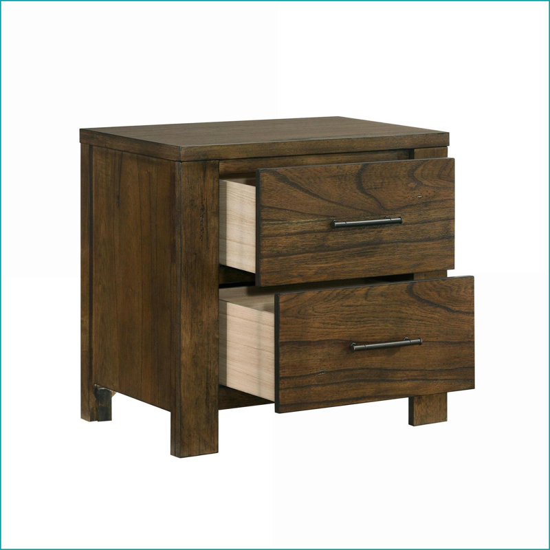 Table de chevet à 2 tiroirs Rustic Oak
