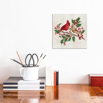 Snowflakes And Cardinals - Wall Art Print - Wrapped Canvas