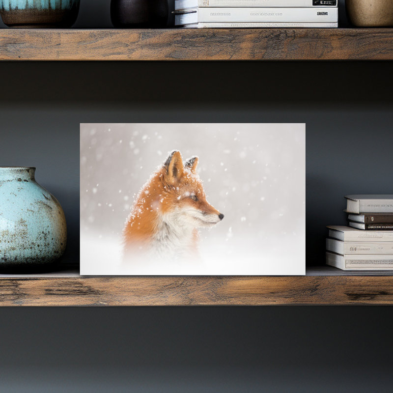Snow is fallinga€b Abstract Contemporary Fox Nature Wildlife Wall Art Print 1 Piece Wrapped Canvas Wall Art