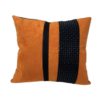 Orange & Black Striped Throw Pillow