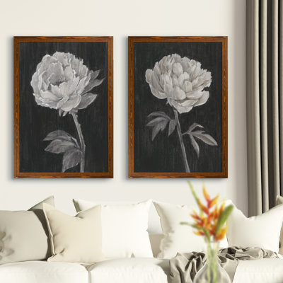 " Black And White Flowers I " 2 - Pieces