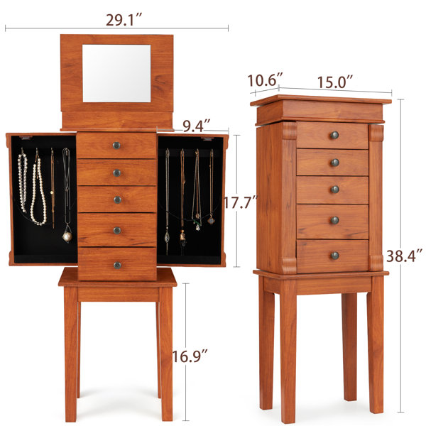 Red Barrel Studio® 18.5'' Wide Free-standing Jewelry Armoire with Mirror &  Reviews