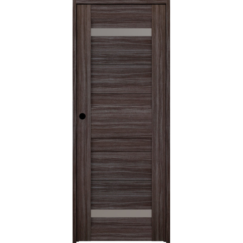 Porte standard préfinie en bois manufacturé et en verre Imma DIY-FRIENDLY, Blanc noble, Gauche, 27,75 po x 83,23 po