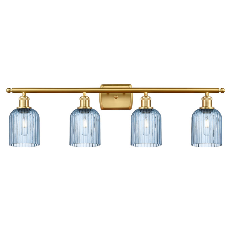 Fiennes 4 - Light Dimmable Vanity Light, Satin Gold, Blue