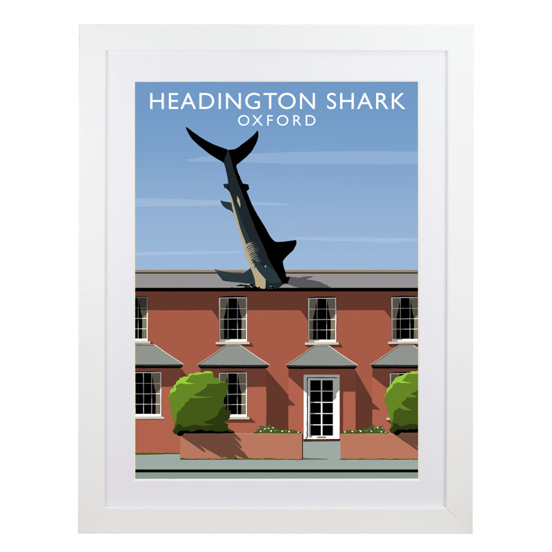 Headington Shark by Richard O'Neil - Print, 43.5 cm H x 33.5 cm W x 2.2 cm D, White Wood Frame