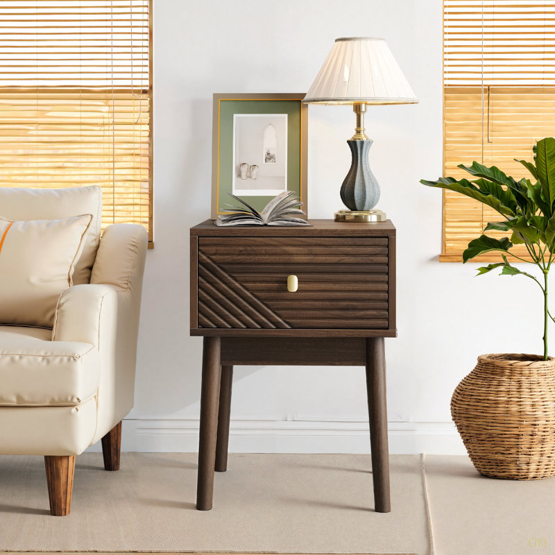 Ensemble de 2 pièces de table de chevet avec poignées en métal de style médiéval-moderne, ensemble de 2 pièces 15,75 po x 15,75 po x 21,65 po