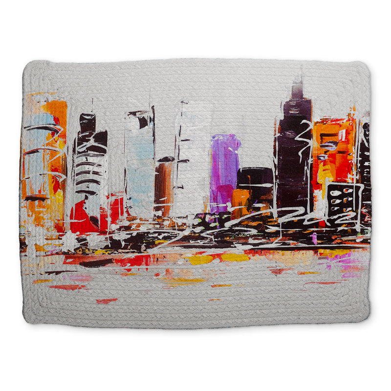Napperon abstrait en polyester tressé aux couleurs vives