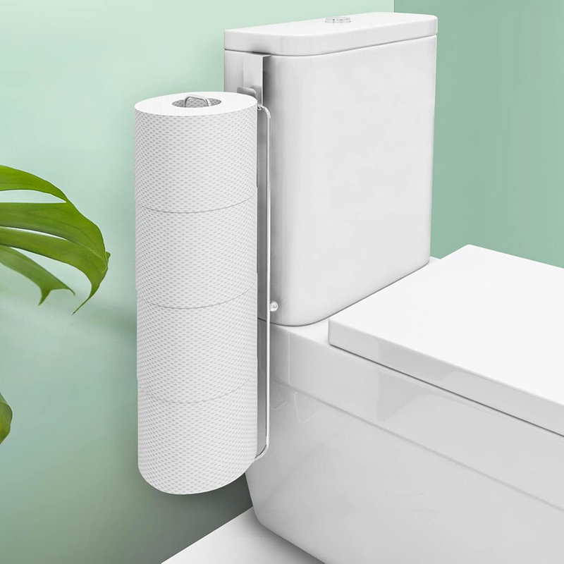 Porte-papier hygiénique au-dessus du réservoir - Acier inoxydable argenté, organisateur de salle de bain mural antirouille, rangement pour 4 rouleaux, 1 paquet