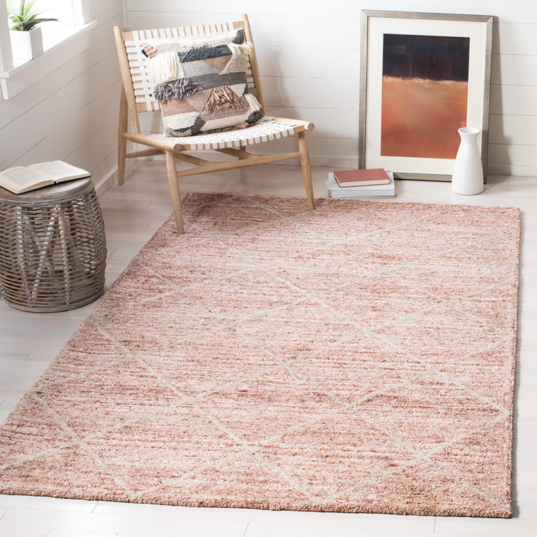 Moniz Geometric Handmade Tufted Wool Rust Area Rug