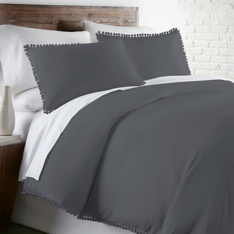 Ensemble de housse de couette en microfibre surdimensionné Pom Pom par Southshore Fine Linens, Ardoise