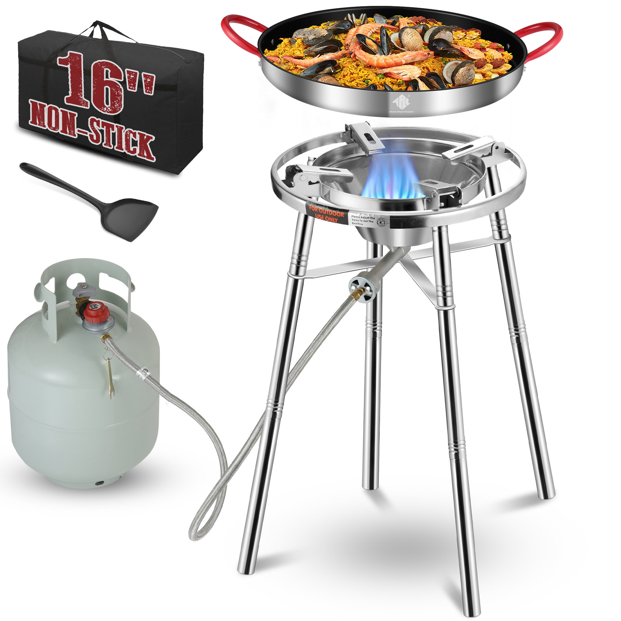 Arc Nonstick Paella Pan, Stainless Steel Paella Burner And Stand Set ...