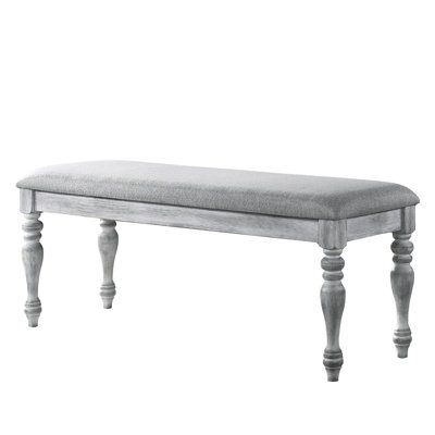 Banc blanc rustique avec revêtement en mousse épaisse et pieds tournés