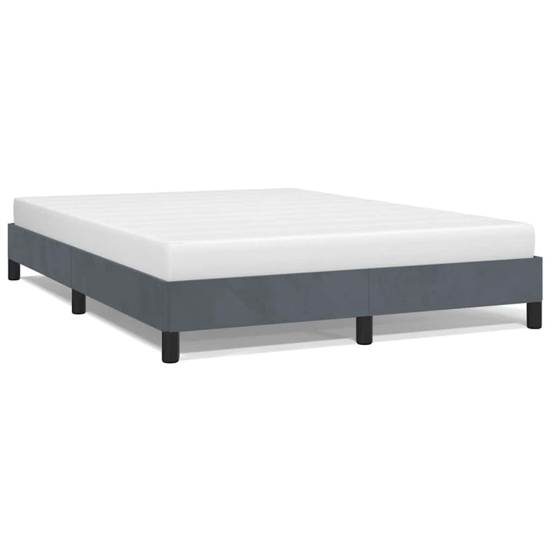 Yaziel Bed, Velvet Upholstered Platform Bed, No Mattress, Dark Gray, Queen