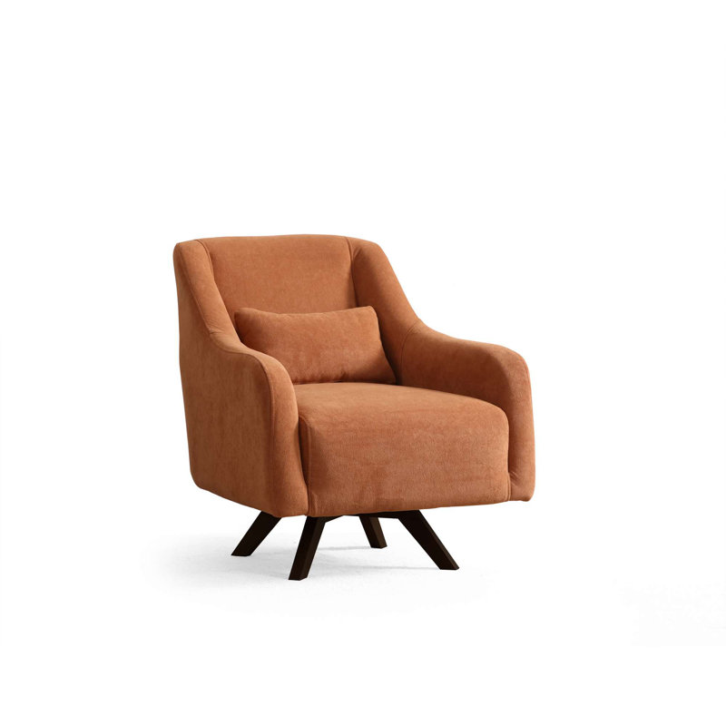 Élégant fauteuil à oreilles, orange et noir, 27,6 po x 29,5 po x 33,5 po | Structure en bois durable et en carton, tissu 100% polyester, 28 mousses en mousse, nettoyage à sec | Conception élégante avec des pieds peints en noir de 5,9 pouces, parfait pour les salons modernes