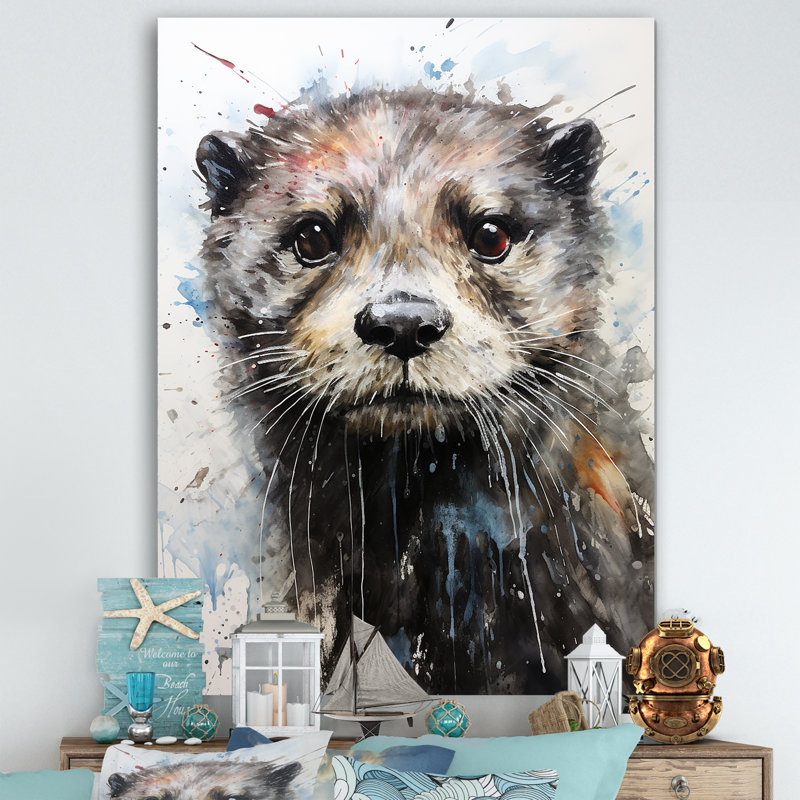 «Otter Playfulness Portrait I», reproduction sur toile, Toile tendue, 32" H x 24" W