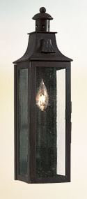 Newton 1 - Light Outdoor Wall Lantern, 17.5" H x 5" W, 60W candelabra, Clear Seeded