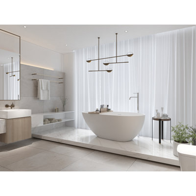 Baignoire de trempage autoportante en résine 59 po avec trop-plein de couleur blanche matte, 59 po, certifiée Cupc