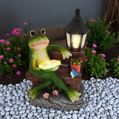 Statue solaire de jardin de fée solaire en résine imperméable avec lumière DEL, marche / arrêt automatique, durable pour patio, cour, porche, balcon, étang, piscine (peint à la main, toutes saisons)