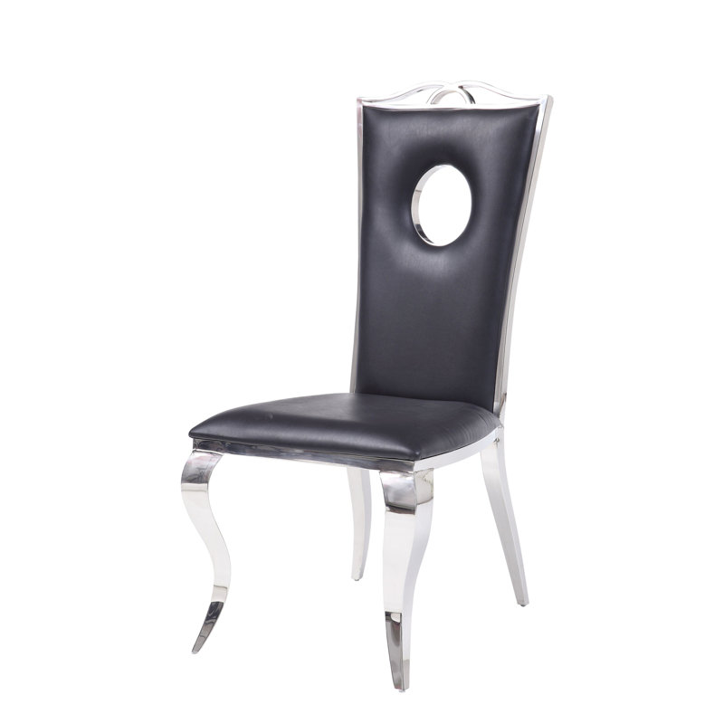 Chaise d'appoint en cuir synthétique et acier inoxydable (ensemble de 2)