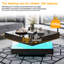 360Â° Rotating Square Coffee Table With 16-color Led Lights â€“ High Gloss Finish, Modern Tea Table-350860964
