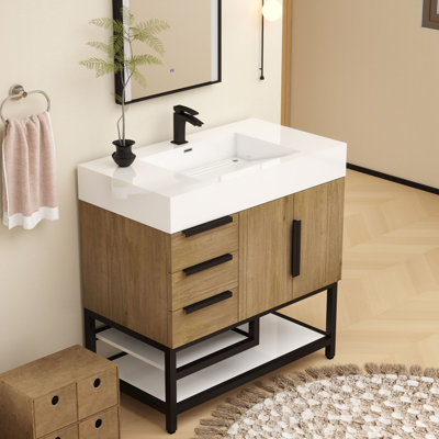 Finition du meuble-lavabo sur pied simple 36 po Jessica / Base: Noir lustré