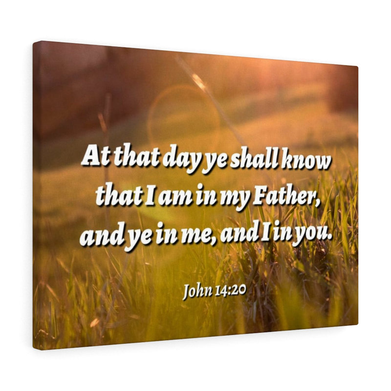 At At Day John 14:20 Christian Wall Art, verset de la Bible, impression prêt à accrocher, H 18 po x l 24 po x P 1,25 po