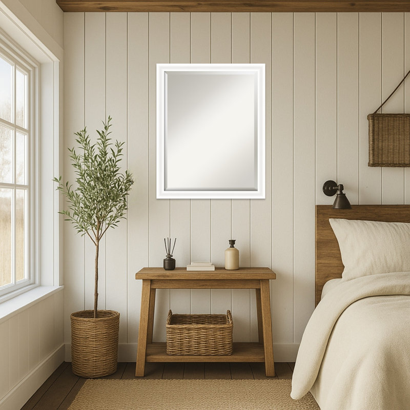 Miroir mural Oliver White, 25 po x 31 po, Blanc