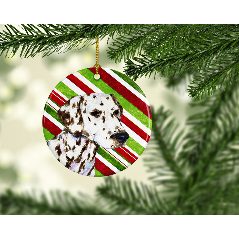 Ornement figurine suspendu en céramique de noël dalmatien