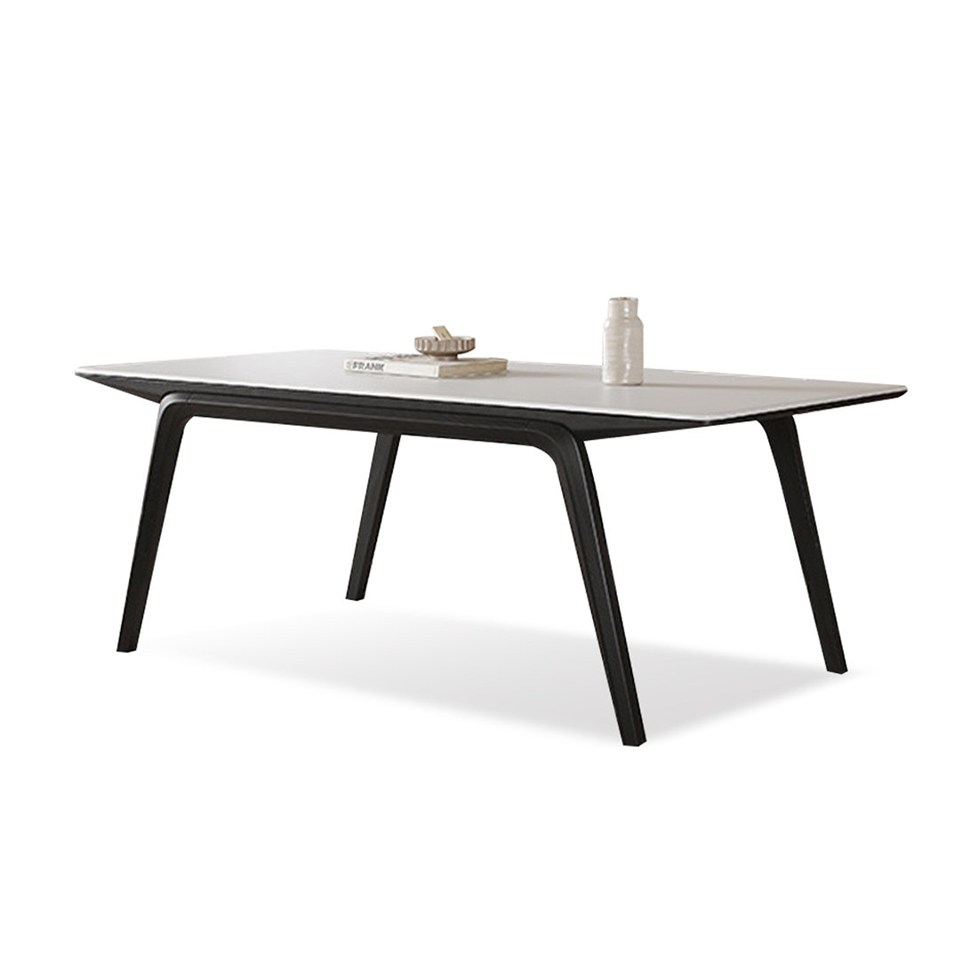 George Oliver White Rectangular Sintered Stone tabletop with Solid ...