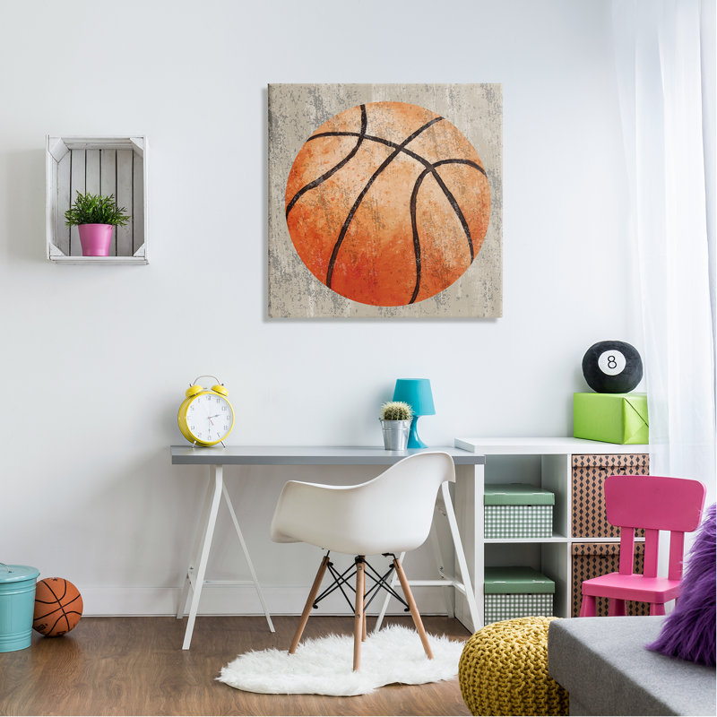 «Rustic Sports Basketball On Canvas» par Kim Allen, reproduction, H 30 po x l 30 po x P 1,5 po