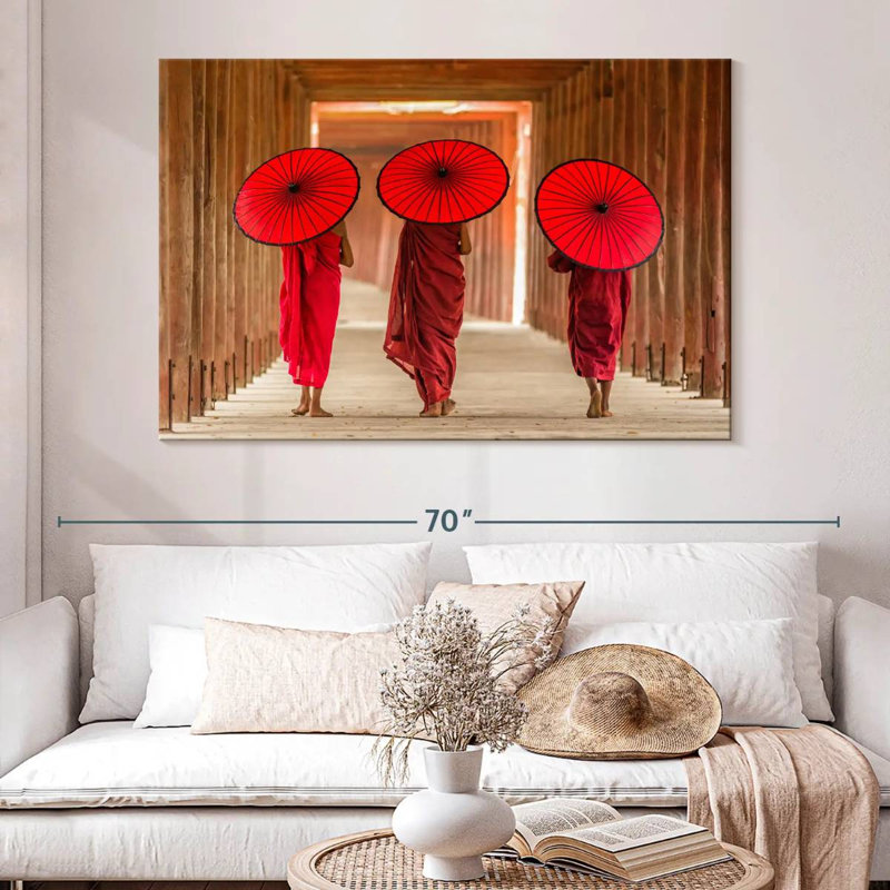 Adella Three Buddhist Monks, 34" H x 51" W