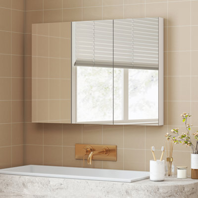 36mm W 25.6mm H Wall Mounted Required Frameless Medicine Cabinet Mirror Adjustable