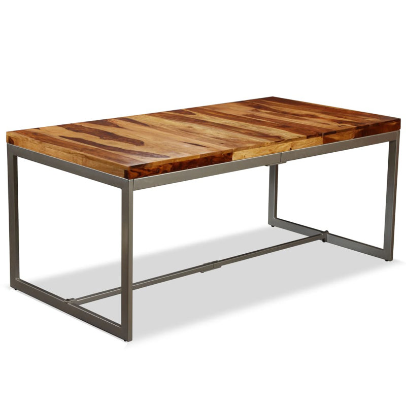 Table de salle à manger en bois de sheesham massif et acier 70,9 po