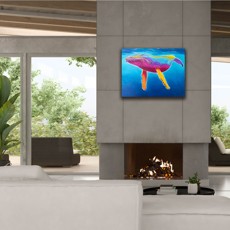 «Baleine à bosse - Arc-en-ciel» par Dawg Painter, H 26 po x l 34 po x P 1,5 po