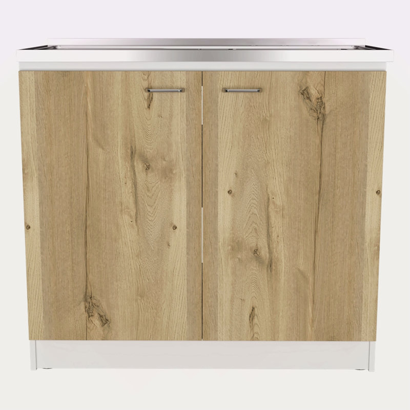 Rectangle 2-Door Utility Sink And Cabinet, Natural
