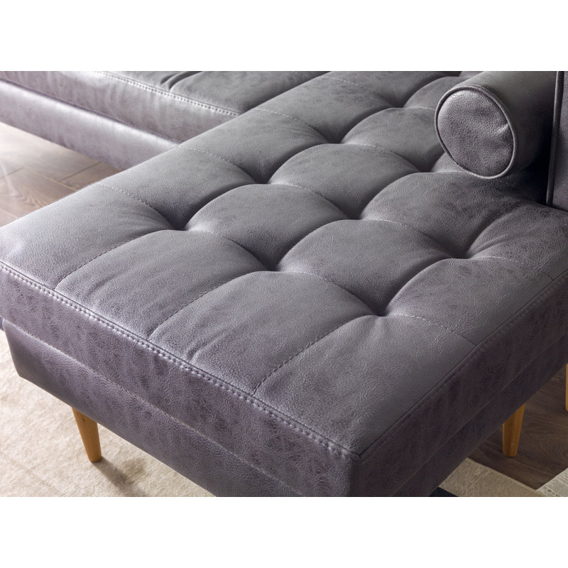 Rycroft Upholstered L-Shaped Sectional Reversible, Gray Zen